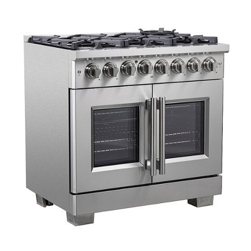 Forno Appliances - 36 in. Wide 6 Burner Capriasca 5.36 Cu. Ft. Freestanding Dual Fuel Range with French Doors and Convection Oven - Stainless Steel