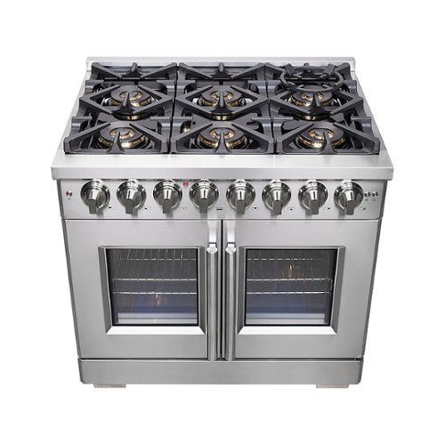 Forno Appliances - 36 in. Wide 6 Burner Capriasca 5.36 Cu. Ft. Freestanding Dual Fuel Range with French Doors and Convection Oven - Stainless Steel