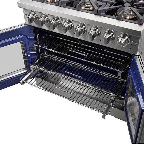 Forno Appliances - 36 in. Wide 6 Burner Capriasca 5.36 Cu. Ft. Freestanding Dual Fuel Range with French Doors and Convection Oven - Stainless Steel