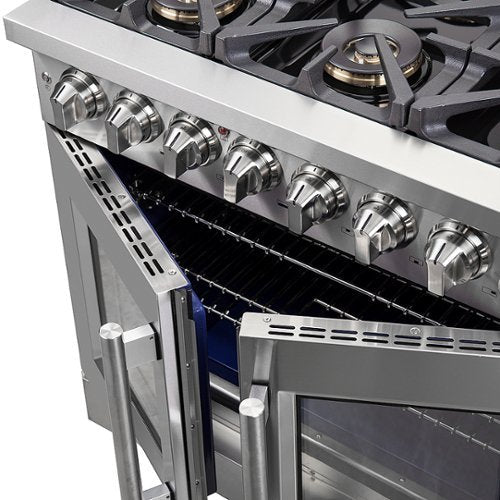 Forno Appliances - 36 in. Wide 6 Burner Capriasca 5.36 Cu. Ft. Freestanding Dual Fuel Range with French Doors and Convection Oven - Stainless Steel