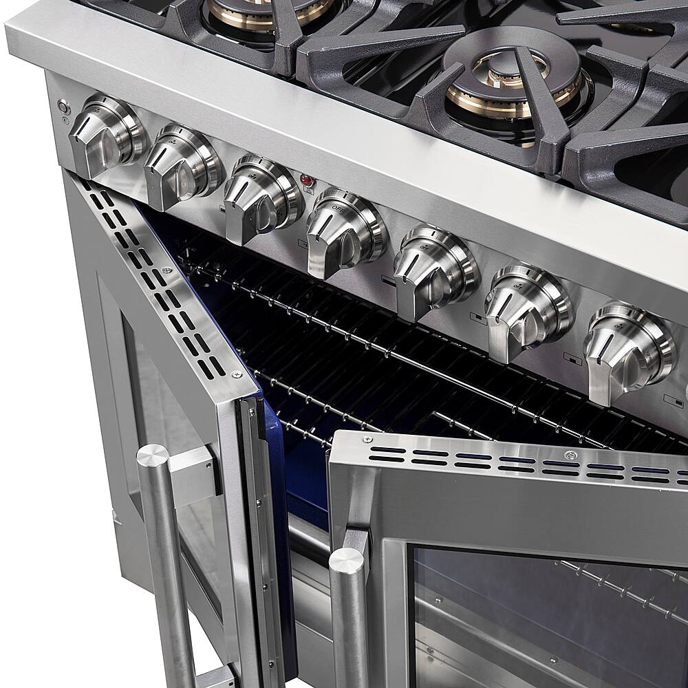 Forno Appliances - 36 in. Wide 6 Burner Capriasca 5.36 Cu. Ft. Freestanding Dual Fuel Range with French Doors and Convection Oven - Stainless Steel
