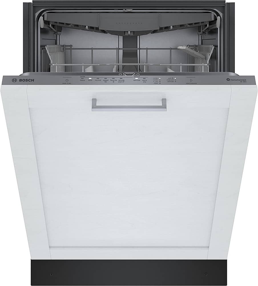 Bosch - 300 Series 24" Top Control Smart Built-In Stainless Steel Tub Dishwasher with 3rd Rack and RackMatic, 46 dBA - Custom Panel Ready