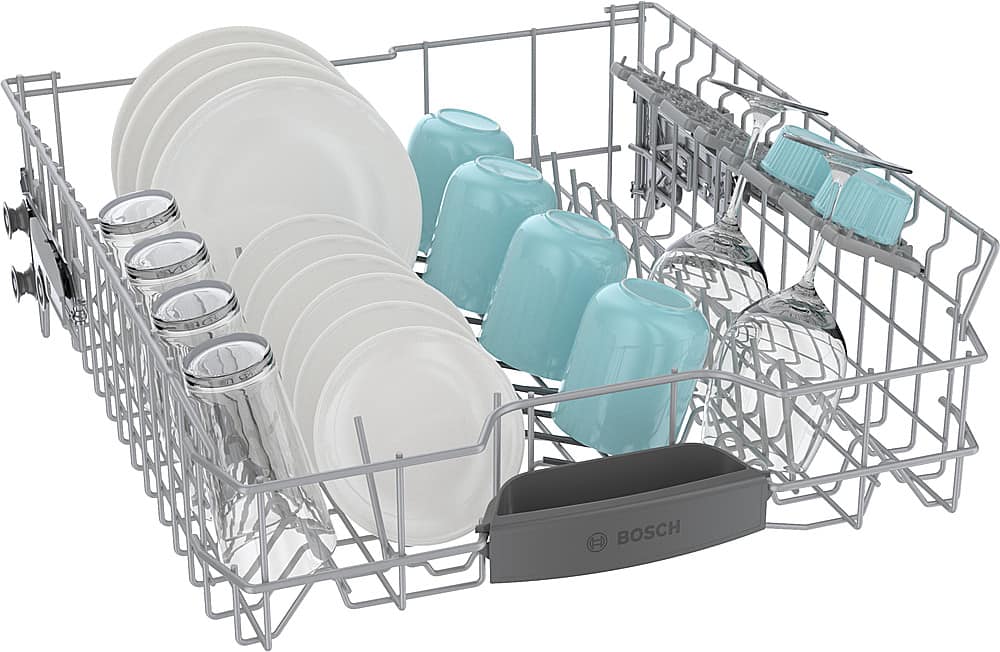 Bosch - 300 Series 24" Top Control Smart Built-In Stainless Steel Tub Dishwasher with 3rd Rack and RackMatic, 46 dBA - Custom Panel Ready