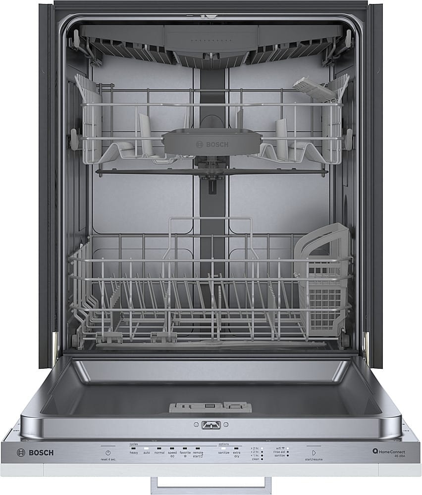 Bosch - 300 Series 24" Top Control Smart Built-In Stainless Steel Tub Dishwasher with 3rd Rack and RackMatic, 46 dBA - Custom Panel Ready