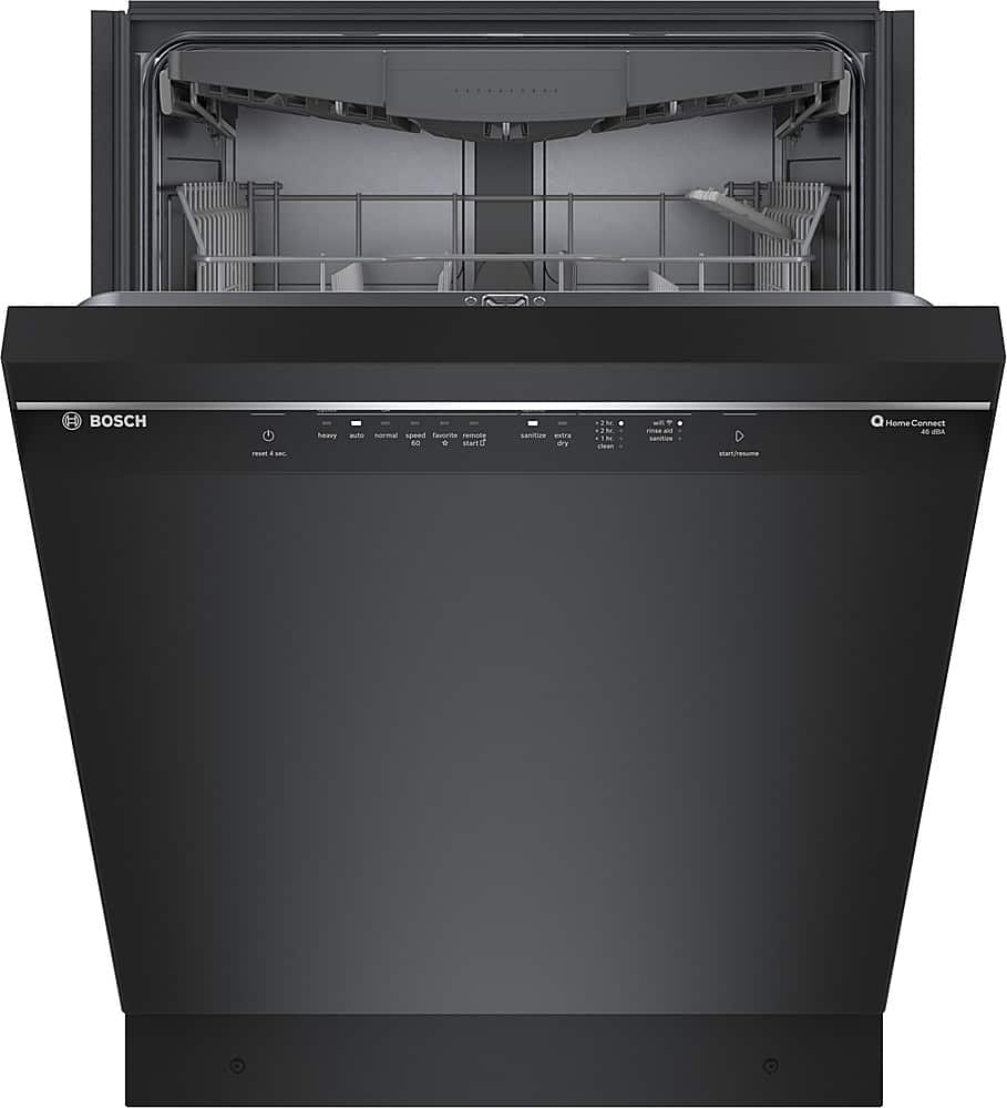 Bosch - 300 Series 24" Front Control Smart Built-In Stainless Steel Tub Dishwasher with 3rd Rack, 46dBA - Black