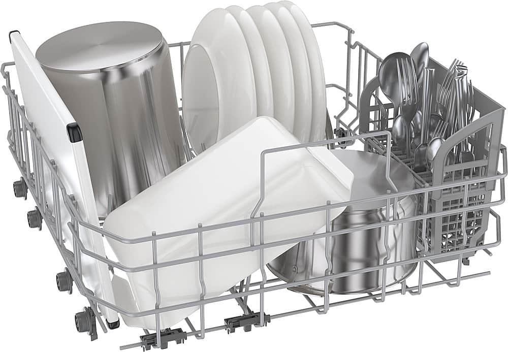 Bosch - 300 Series 24" Front Control Smart Built-In Stainless Steel Tub Dishwasher with 3rd Rack, 46dBA - Black