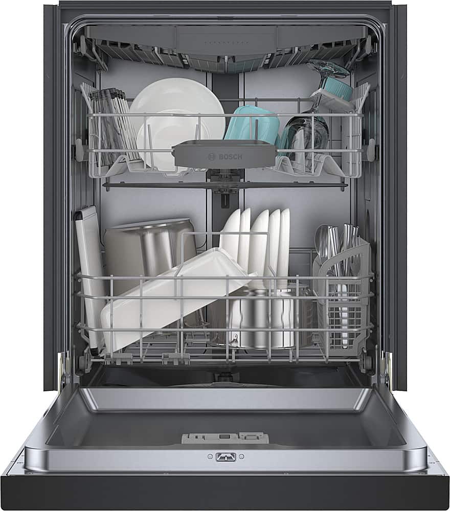 Bosch - 300 Series 24" Front Control Smart Built-In Stainless Steel Tub Dishwasher with 3rd Rack, 46dBA - Black