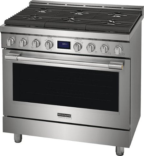 Frigidaire - Professional 36 in. Wide 6 burners 4.4 Cu. Ft. Slide-In Gas True Convection Range with Self-cleaning - Stainless Steel