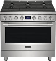 Frigidaire - Professional 36 in. Wide 6 burners 4.4 Cu. Ft. Slide-In Gas True Convection Range with Self-cleaning - Stainless Steel