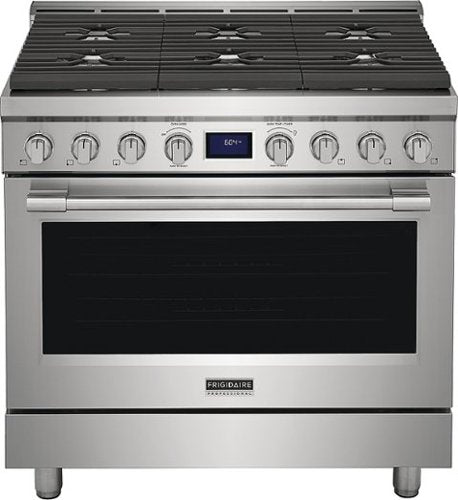 Frigidaire - Professional 36 in. Wide 6 burners 4.4 Cu. Ft. Slide-In Gas True Convection Range with Self-cleaning - Stainless Steel