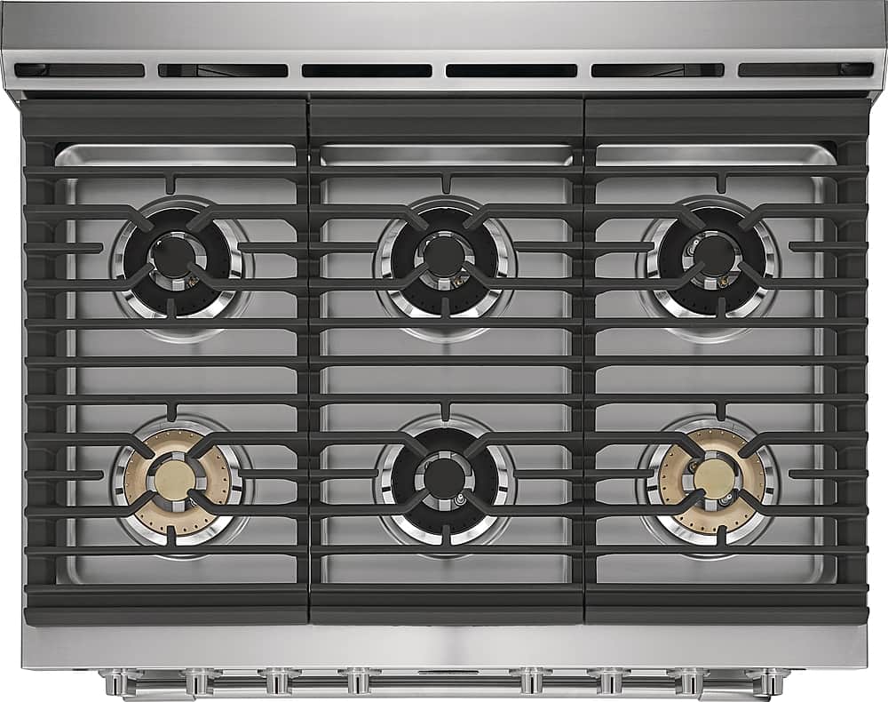 Frigidaire - Professional 36 in. Wide 6 burners 4.4 Cu. Ft. Slide-In Gas True Convection Range with Self-cleaning - Stainless Steel
