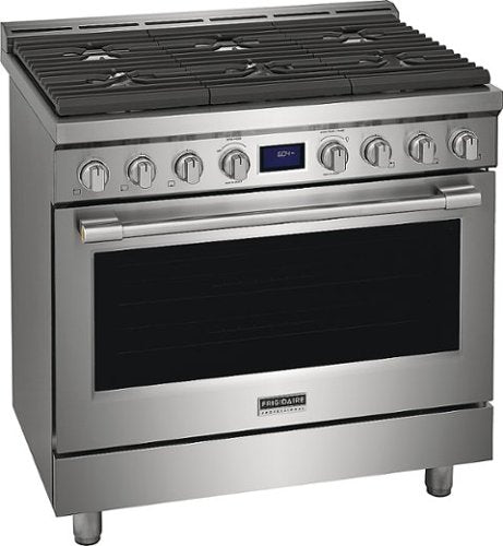 Frigidaire - Professional 36 in. Wide 6 burners 4.4 Cu. Ft. Slide-In Gas True Convection Range with Self-cleaning - Stainless Steel