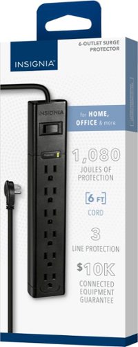 Insignia™ - 6-Outlet 1,080 Joules Surge Protector - Black