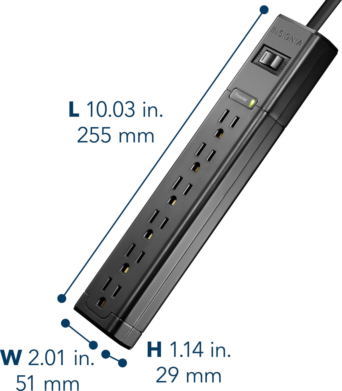 Insignia™ - 6-Outlet 1,080 Joules Surge Protector - Black