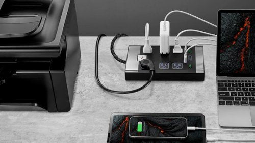 Rocketfish™ - 6-Outlet Strip Premium/1-USB-C/1-USB 2,880 Joules Surge Protector - Black