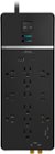 Rocketfish™ - 12-Outlet Strip/1-USB-C/1-USB 4,680 Joules Surge Protector - Black