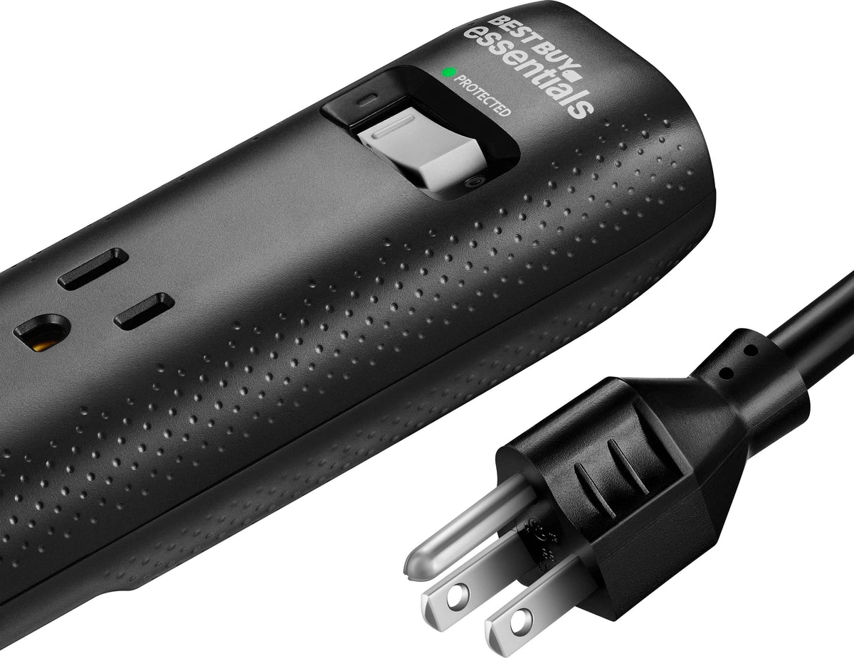 Best Buy essentials™ - 6-Outlet 1,080 Joules Surge Protector - Black