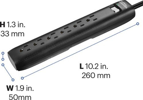 Best Buy essentials™ - 6-Outlet 1,080 Joules Surge Protector - Black