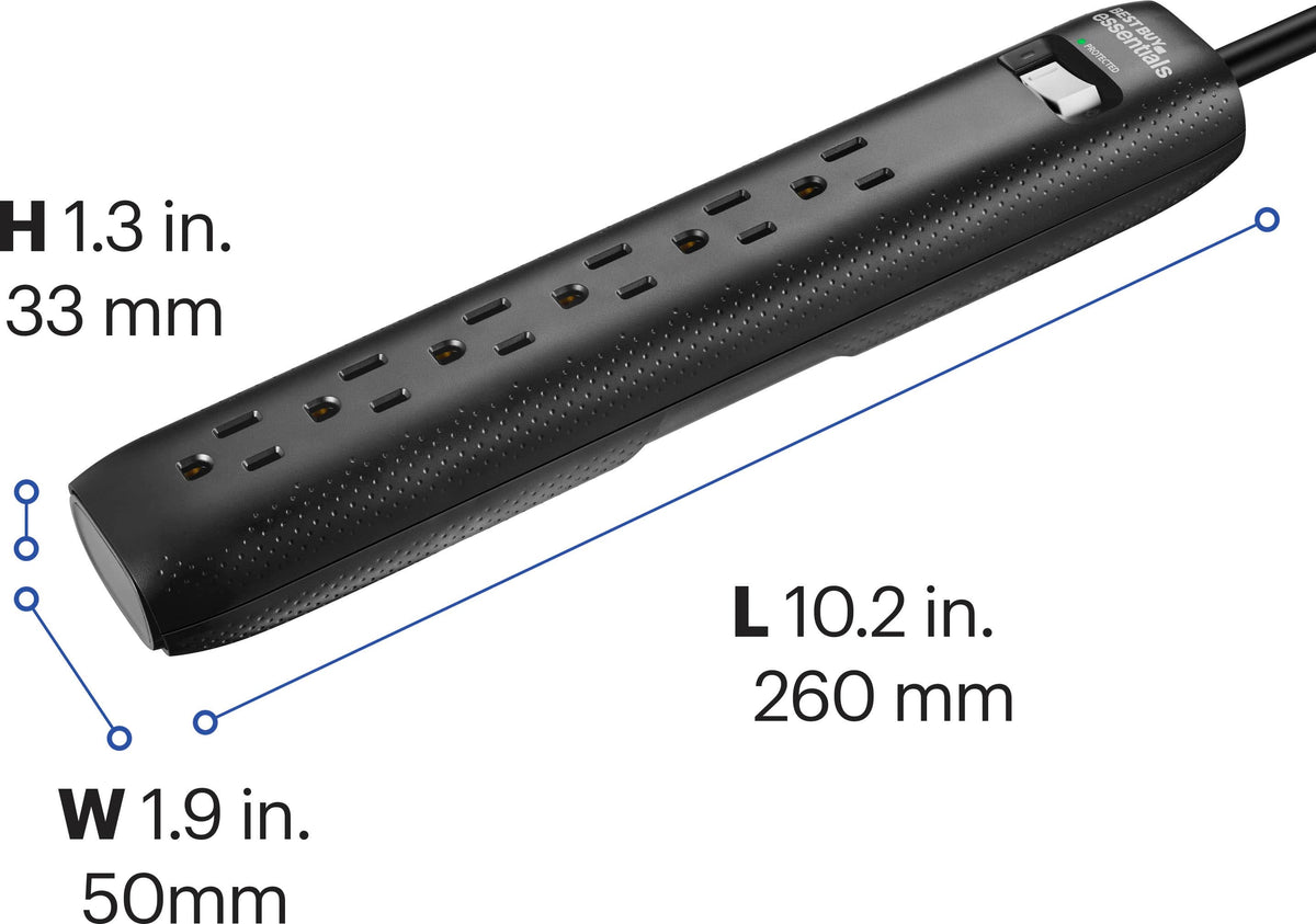 Best Buy essentials™ - 6-Outlet 1,080 Joules Surge Protector - Black