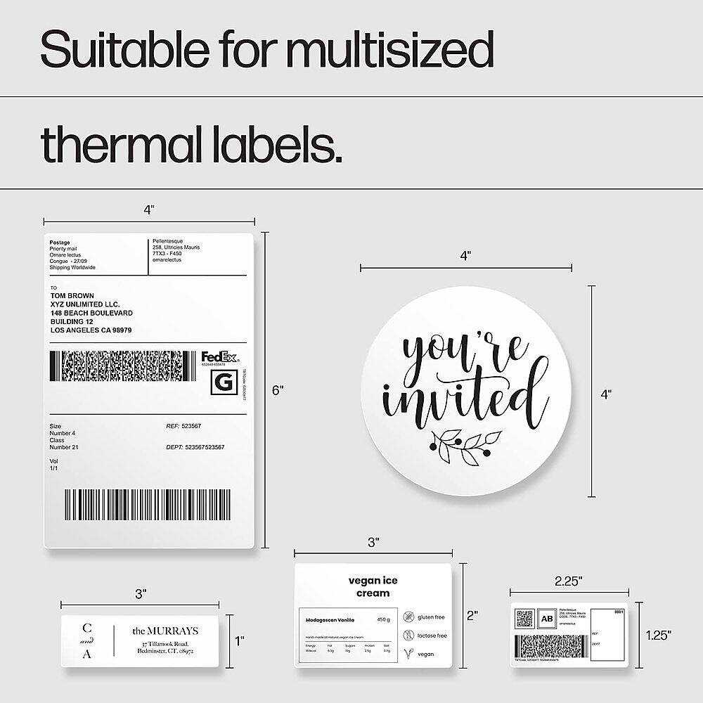HP - Shipping Label Printer, Internal Tray 4x6 Direct Thermal Printer - 203 DPI