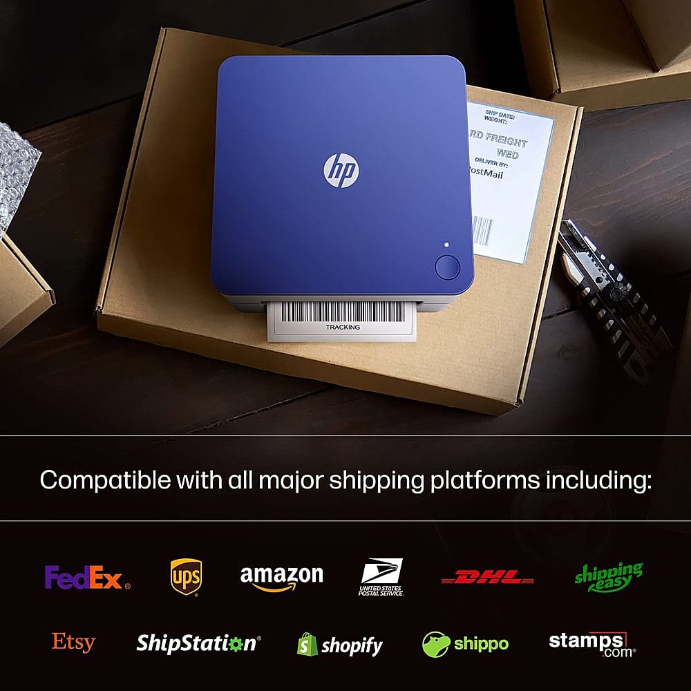HP - Shipping Label Printer, Internal Tray 4x6 Direct Thermal Printer - 203 DPI