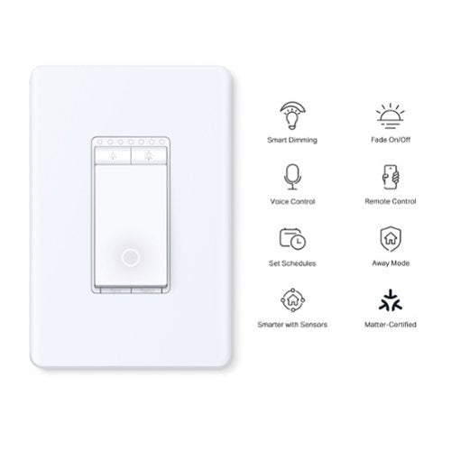 TP-Link - Tapo Smart Wi-Fi Light Dimmer Switch with Matter (1-Pack) - Replaces Most Traditional Switches - White