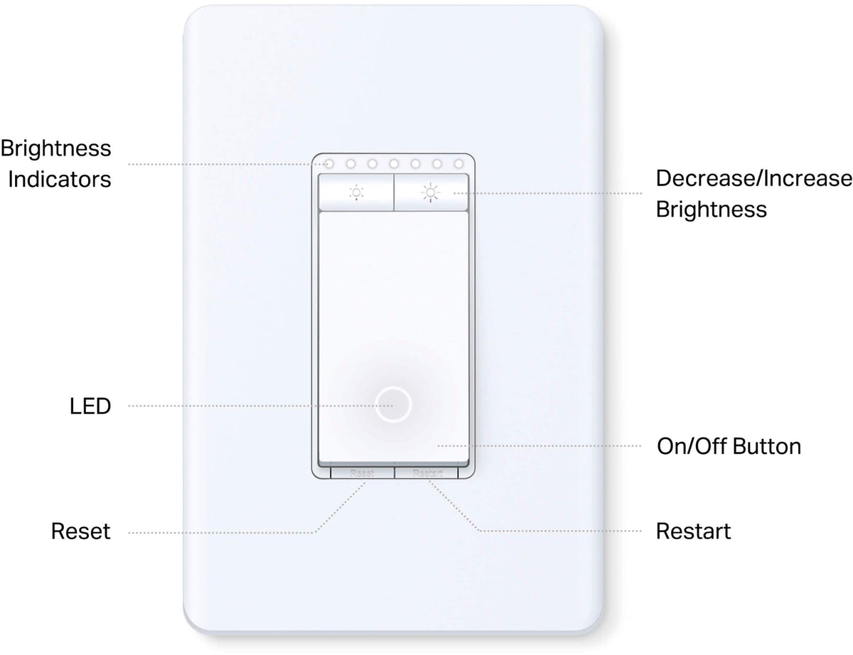 TP-Link - Tapo Smart Wi-Fi Light Dimmer Switch with Matter (1-Pack) - Replaces Most Traditional Switches - White