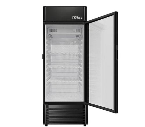 Premium Levella - 22 in. Wide 6.5 cu. ft. 1-Door Commercial Merchandiser Refrigerator Glass-Door Beverage Display Cooler - Black