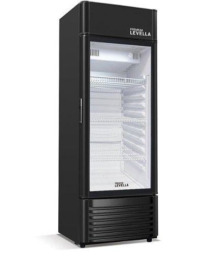 Premium Levella - 22 in. Wide 6.5 cu. ft. 1-Door Commercial Merchandiser Refrigerator Glass-Door Beverage Display Cooler - Black