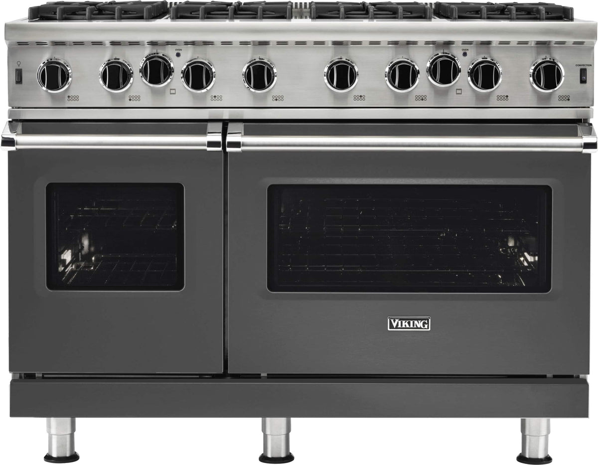 Viking - 48 in. Wide 8 Burner 5-Series Gas Open Burner Range - Damascus Gray