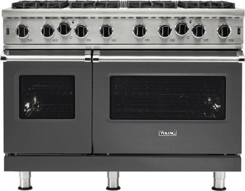 Viking - 48 in. Wide 8 Burner 5-Series Gas Open Burner Range - Damascus Gray