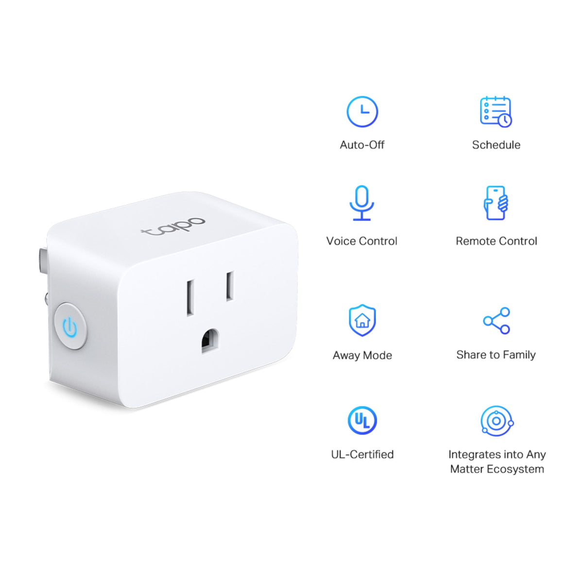TP-Link - Tapo Smart Wi-Fi Plug Mini with Matter (3-pack) - White