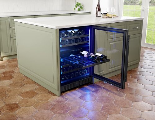 Zephyr - Presrv 24 in. 45-Bottle Built-In or Freestanding Dual Zone Wine Cooler - Black Stainless Steel