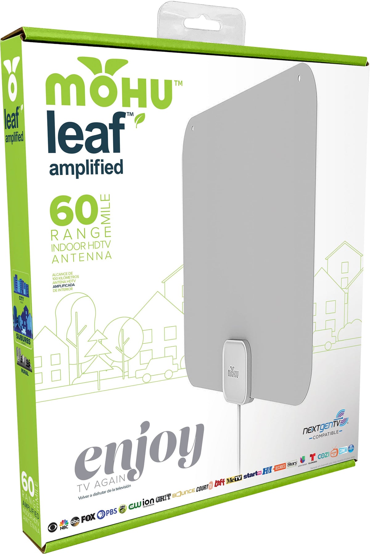 Mohu - Leaf Amplified Indoor HDTV Antenna, 60-mile Range - Gray