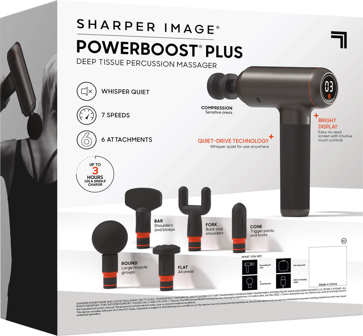 Sharper Image - Powerboost Deep Tissue Massager - Black
