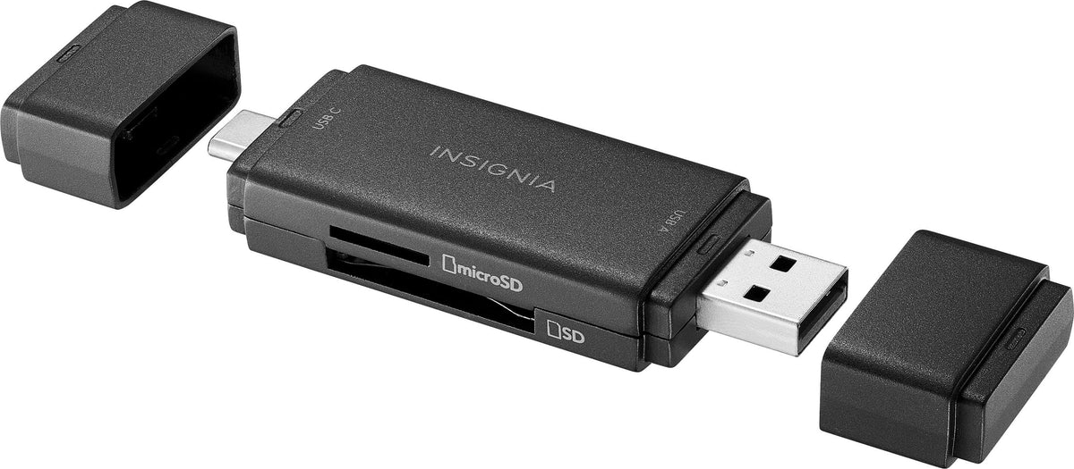 Insignia™ - USB-C/USB 3.0 to SD and microSD Memory Card Reader - Black