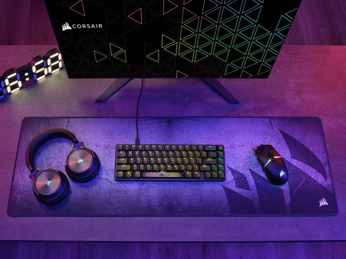 CORSAIR - K65 PRO MINI RGB 65% Optical-Mechanical Gaming Keyboard Backlit RGB LED, OPX - Black