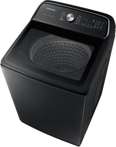 Samsung - 5.5 Cu. Ft. High-Efficiency Smart Top Load Washer with Super Speed Wash - Brushed Black