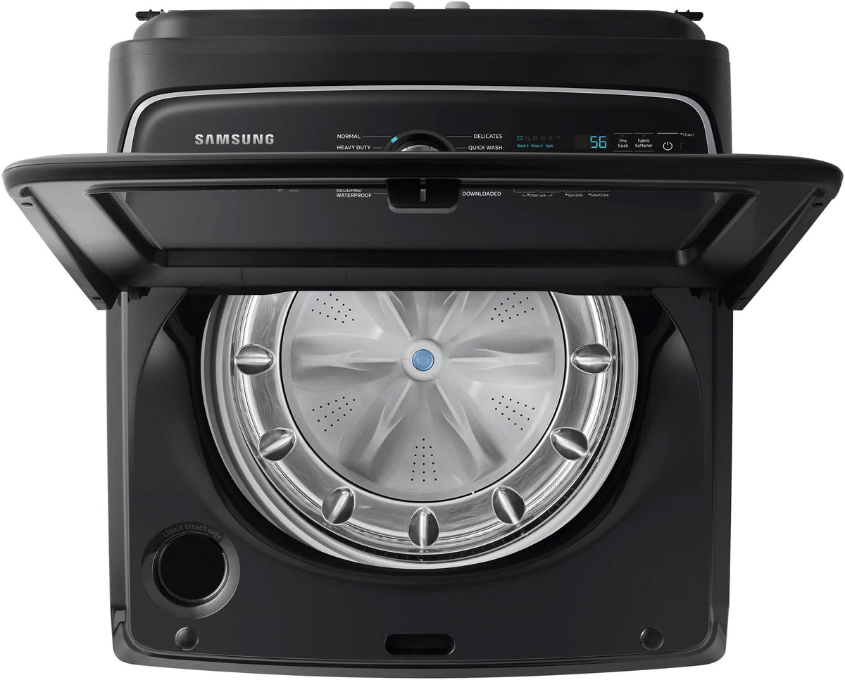 Samsung - 5.5 Cu. Ft. High-Efficiency Smart Top Load Washer with Super Speed Wash - Brushed Black