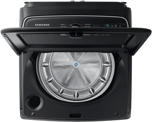 Samsung - 5.5 Cu. Ft. High-Efficiency Smart Top Load Washer with Super Speed Wash - Brushed Black
