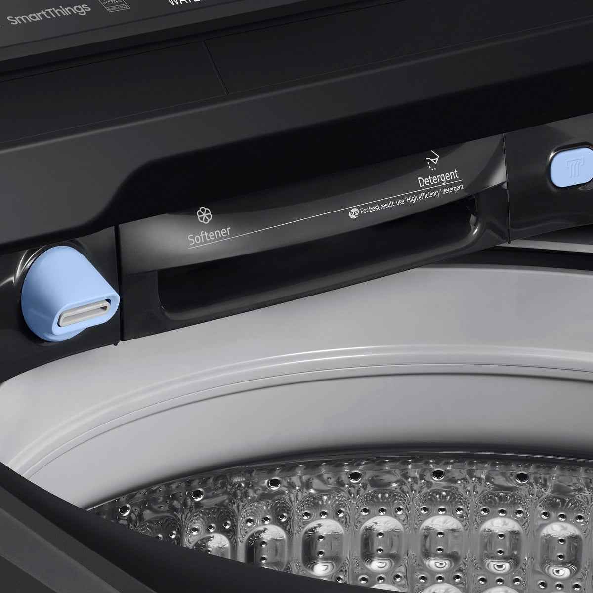 Samsung - 5.5 Cu. Ft. High-Efficiency Smart Top Load Washer with Super Speed Wash - Brushed Black
