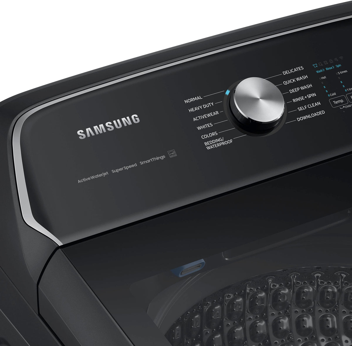 Samsung - 5.5 Cu. Ft. High-Efficiency Smart Top Load Washer with Super Speed Wash - Brushed Black