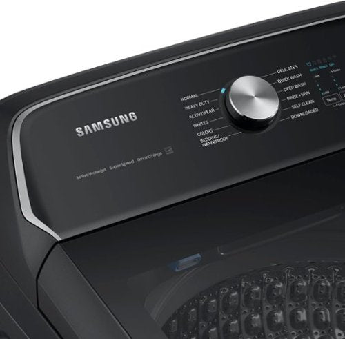 Samsung - 5.5 Cu. Ft. High-Efficiency Smart Top Load Washer with Super Speed Wash - Brushed Black