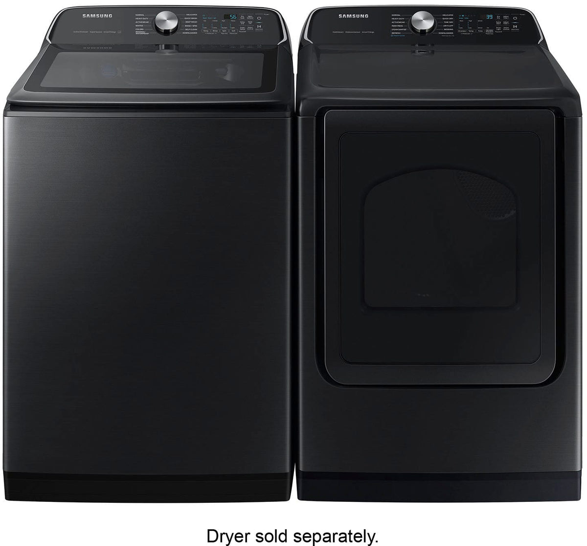 Samsung - 5.5 Cu. Ft. High-Efficiency Smart Top Load Washer with Super Speed Wash - Brushed Black