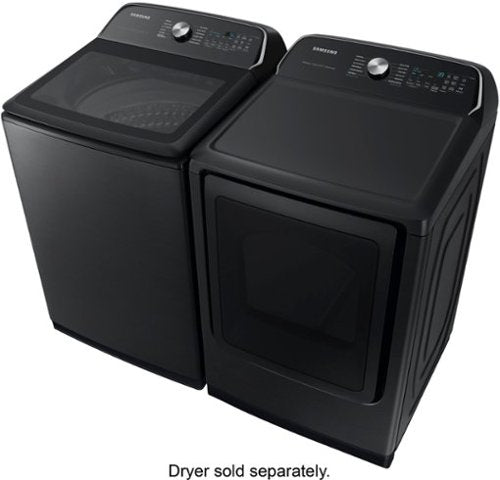 Samsung - 5.5 Cu. Ft. High-Efficiency Smart Top Load Washer with Super Speed Wash - Brushed Black