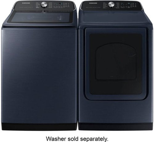 Samsung - 7.4 Cu. Ft. Smart Electric Dryer with Steam and Pet Care Dry - Brushed Navy