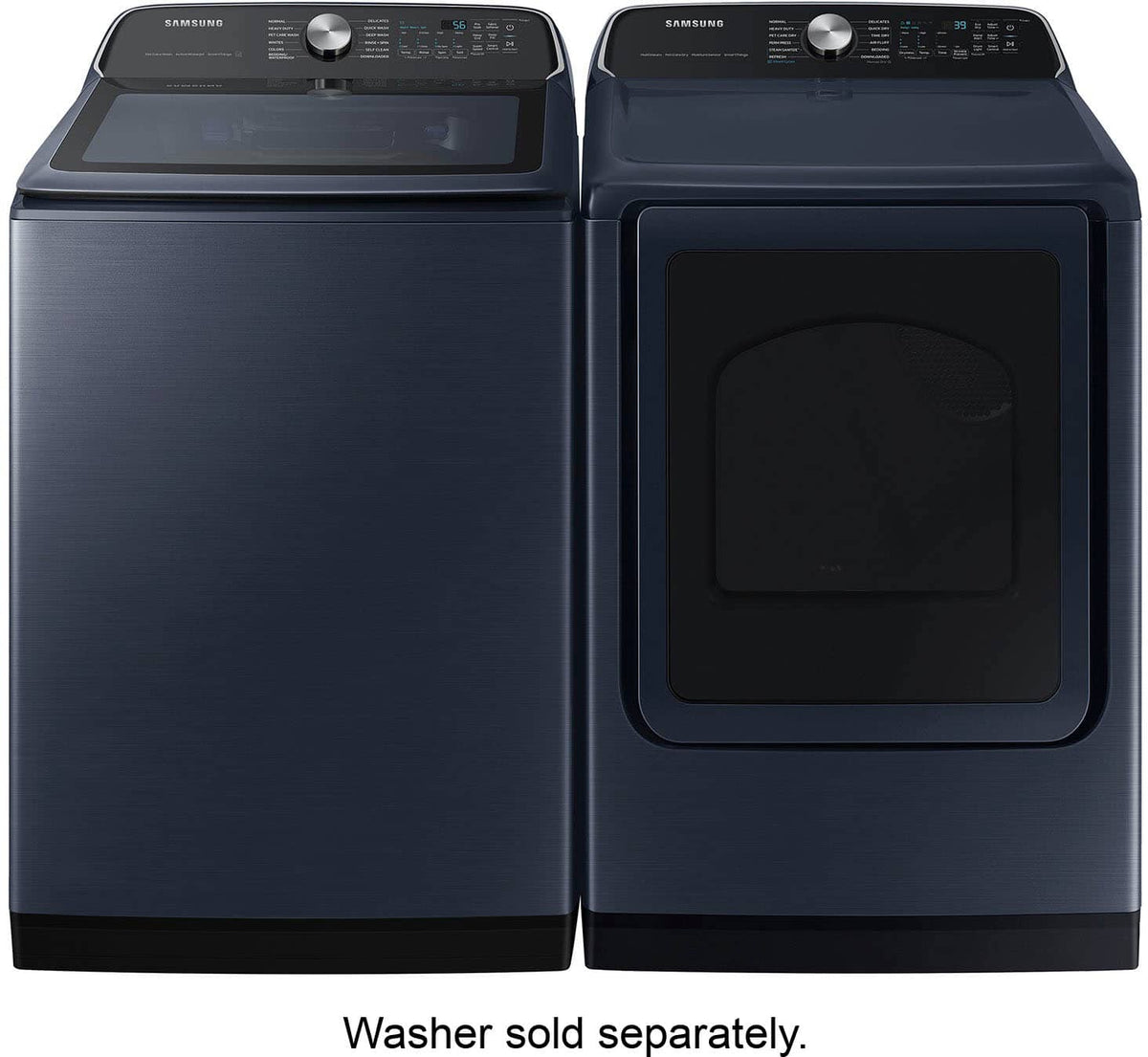 Samsung - 7.4 Cu. Ft. Smart Electric Dryer with Steam and Pet Care Dry - Brushed Navy