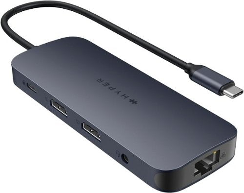 Hyper - HyperDrive Next​ 11 Port USB-C Hub, dual 4K HDMI, Ethernet, 2 USB-C, 2 USB-A, microSD/SD, travel dock for PC/Chromebook - Midnight Blue