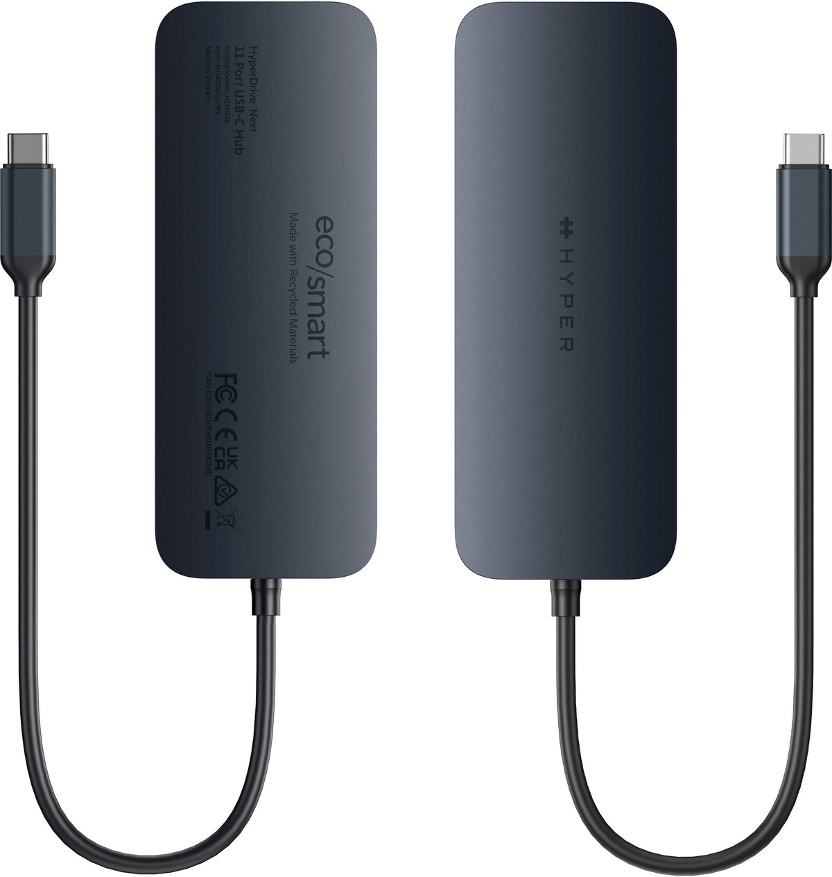 Hyper - HyperDrive Next​ 11 Port USB-C Hub, dual 4K HDMI, Ethernet, 2 USB-C, 2 USB-A, microSD/SD, travel dock for PC/Chromebook - Midnight Blue