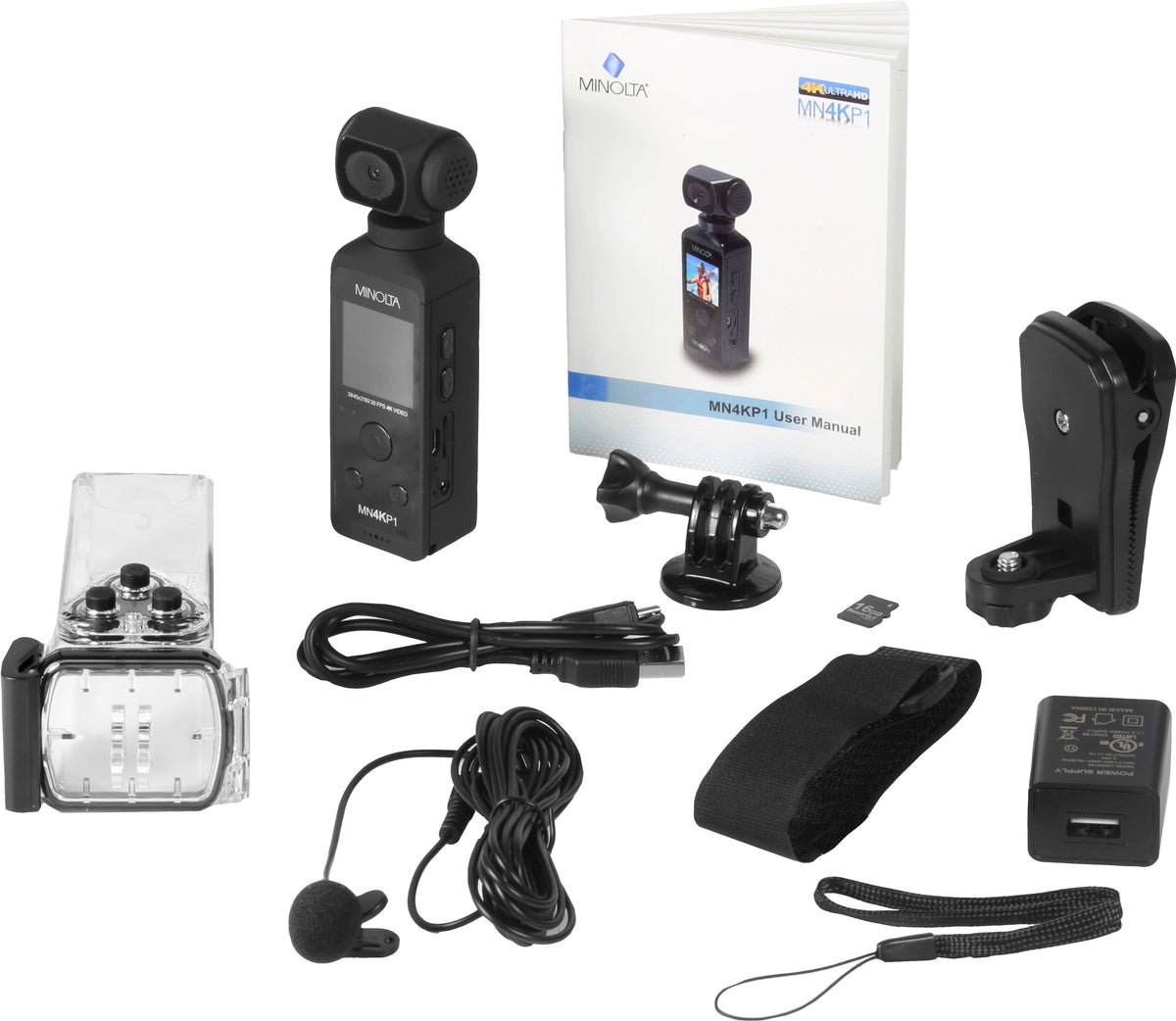 Minolta - MN4KP1 4K Video 16.0-Megapixel Waterproof Camcorder Bundle - Black